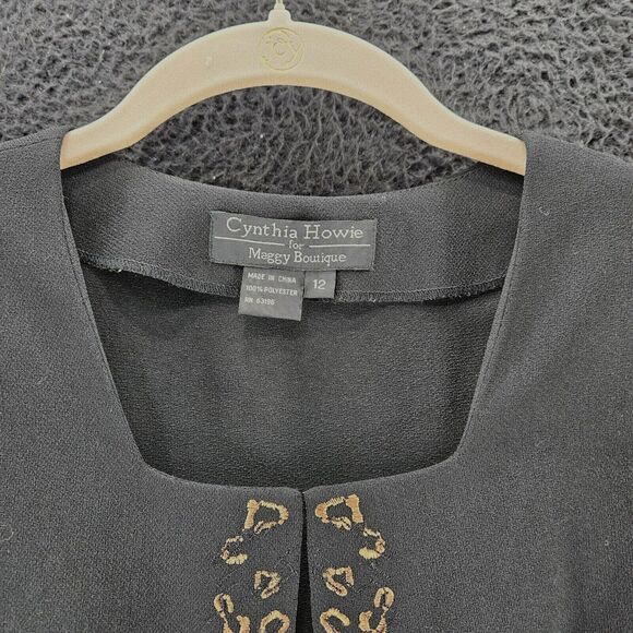Cynthia Howie Womens Blazer Black Size 12 100% Polyester Long Sleeve One Clasp - Picture 9 of 12